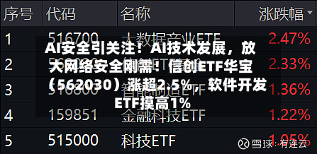 AI安全引关注！AI技术发展	，放大网络安全刚需！信创ETF华宝（562030）涨超2.5%，软件开发ETF摸高1%-第2张图片