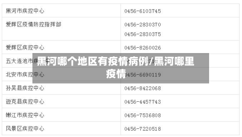黑河哪个地区有疫情病例/黑河哪里疫情-第1张图片