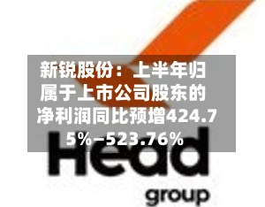 新锐股份:上半年归属于上市公司股东的净利润同比预增424.75%—523.76%-第1张图片