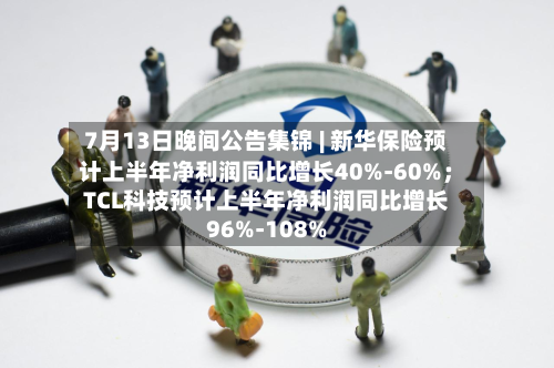 7月13日晚间公告集锦 | 新华保险预计上半年净利润同比增长40%-60%;TCL科技预计上半年净利润同比增长96%-108%-第1张图片