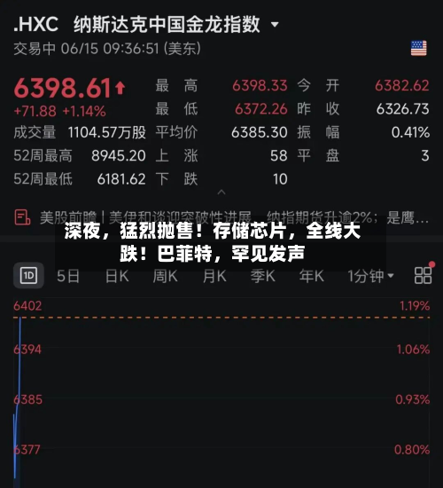 深夜，猛烈抛售！存储芯片，全线大跌！巴菲特	，罕见发声-第2张图片