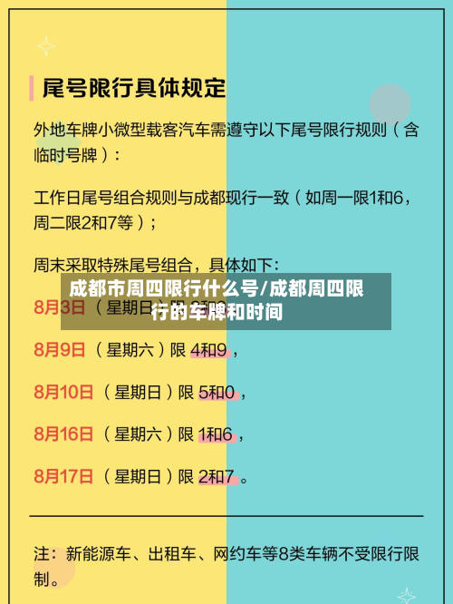 成都市周四限行什么号/成都周四限行的车牌和时间-第1张图片