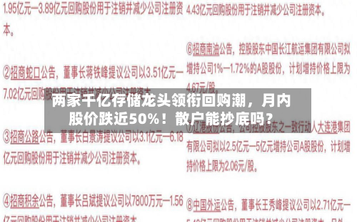 两家千亿存储龙头领衔回购潮，月内股价跌近50%！散户能抄底吗？-第3张图片