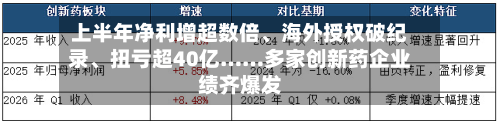 上半年净利增超数倍、海外授权破纪录、扭亏超40亿……多家创新药企业绩齐爆发-第2张图片