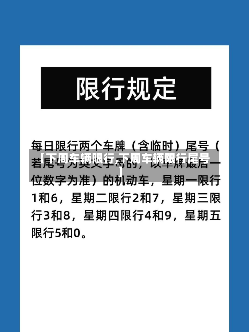 【下周车辆限行,下周车辆限行尾号】-第1张图片