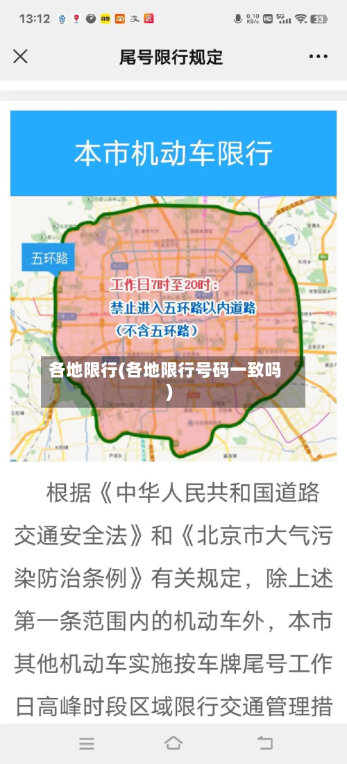 各地限行(各地限行号码一致吗)-第1张图片