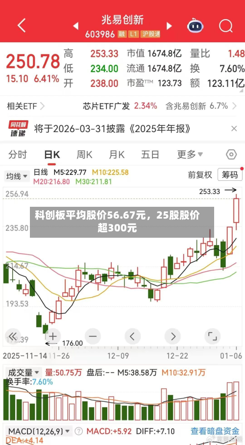 科创板平均股价56.67元，25股股价超300元-第3张图片
