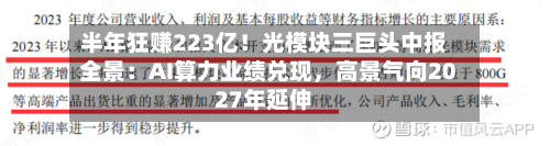 半年狂赚223亿！光模块三巨头中报全景：AI算力业绩兑现，高景气向2027年延伸-第2张图片