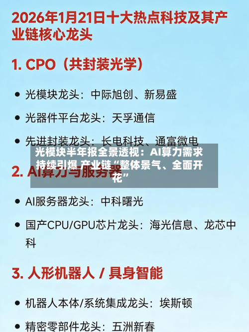 光模块半年报全景透视：AI算力需求持续引爆 产业链“整体景气	、全面开花”-第2张图片
