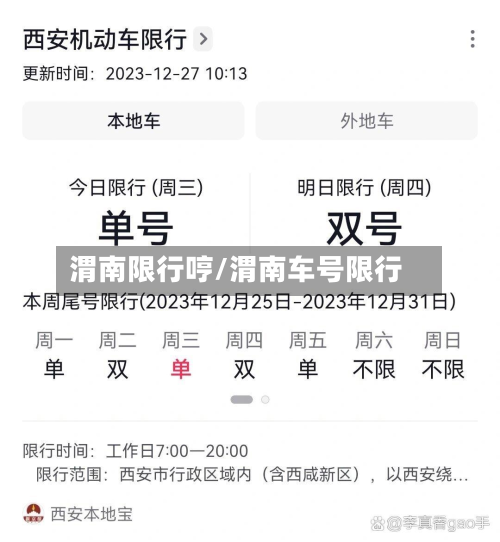 渭南限行哼/渭南车号限行