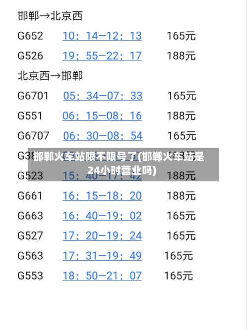 邯郸火车站限不限号了(邯郸火车站是24小时营业吗)-第1张图片