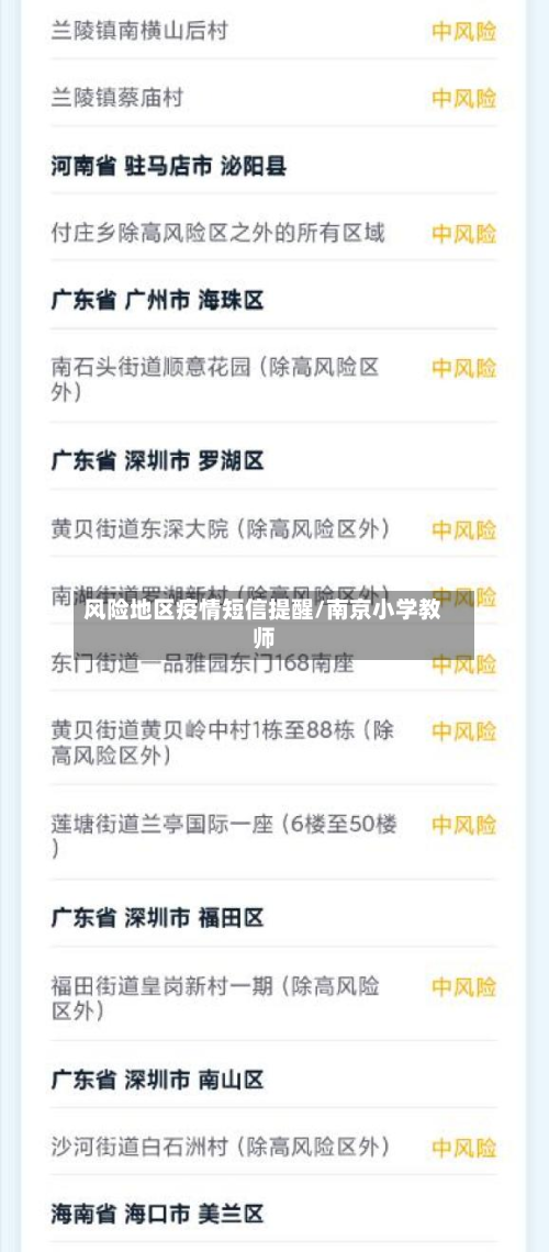 风险地区疫情短信提醒/南京小学教师-第1张图片