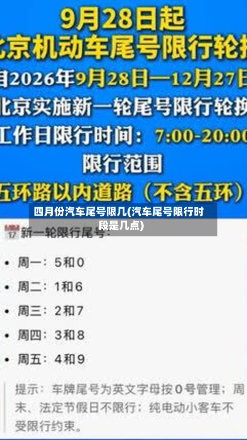 四月份汽车尾号限几(汽车尾号限行时段是几点)-第3张图片