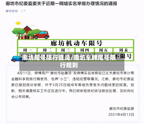 廊坊尾号限行查询/廊坊车牌尾号限行规则