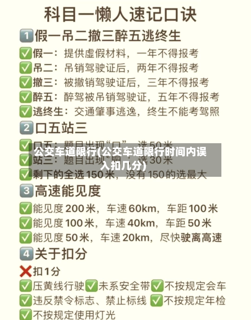 公交车道限行(公交车道限行时间内误入扣几分)