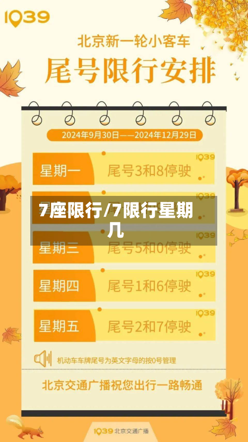7座限行/7限行星期几-第2张图片
