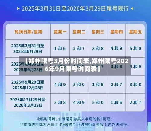 【郑州限号3月份时间表,郑州限号2026年9月限号时间表】