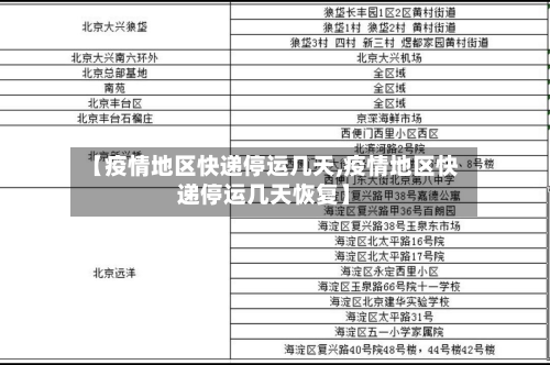 【疫情地区快递停运几天,疫情地区快递停运几天恢复】-第3张图片