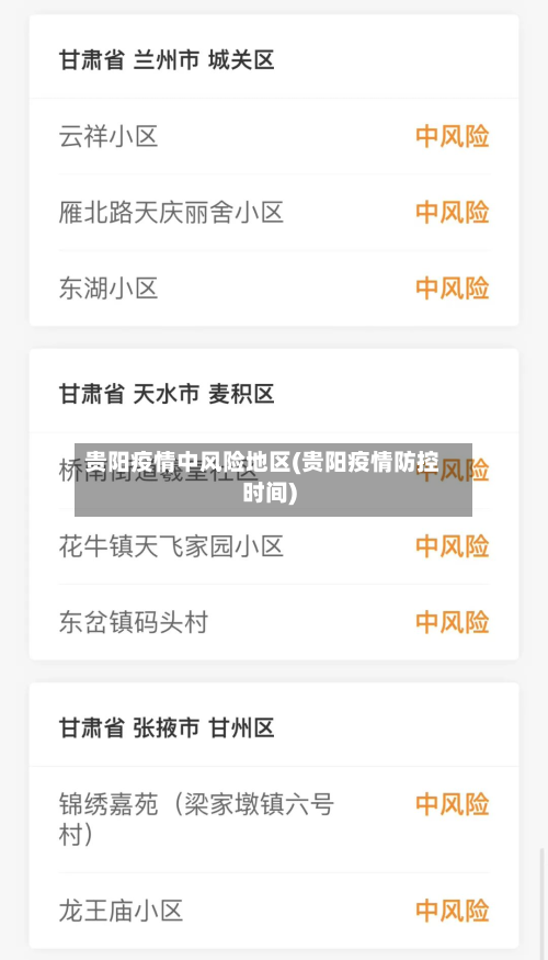 贵阳疫情中风险地区(贵阳疫情防控时间)