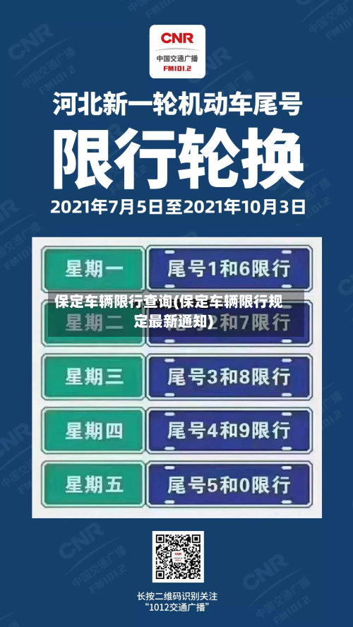 保定车辆限行查询(保定车辆限行规定最新通知)