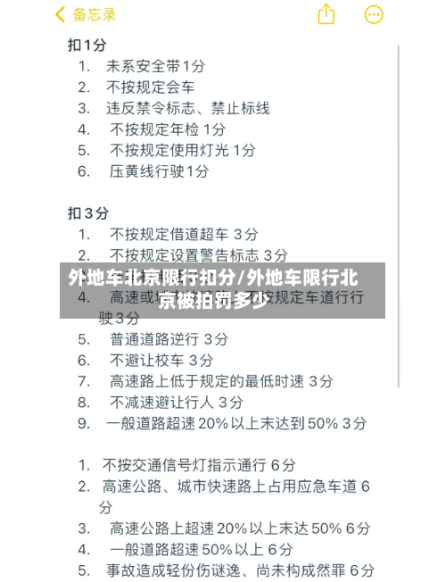 外地车北京限行扣分/外地车限行北京被拍罚多少