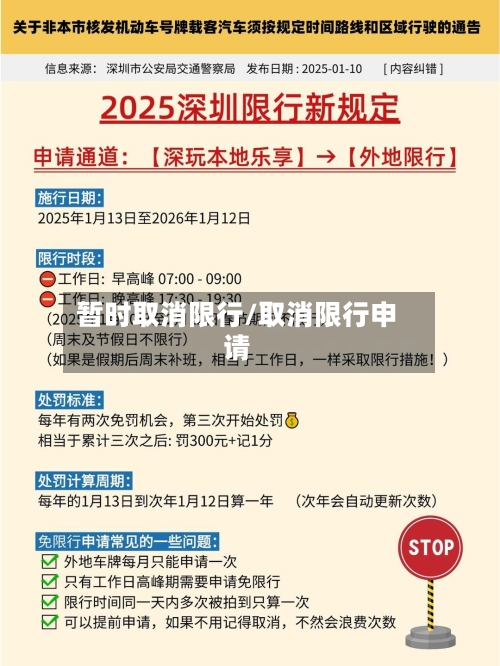 暂时取消限行/取消限行申请