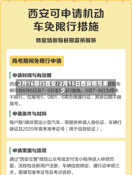 2月16限行西安/2月15日西安限号多少-第2张图片