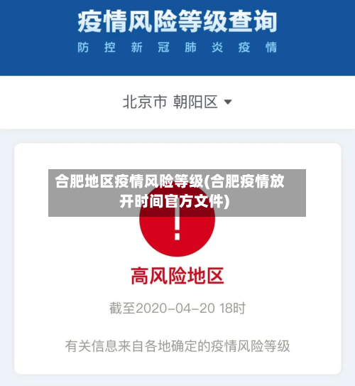 合肥地区疫情风险等级(合肥疫情放开时间官方文件)
