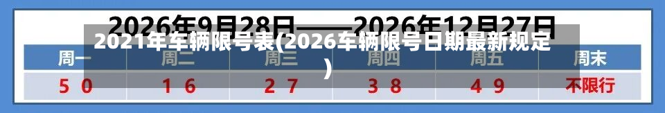 2021年车辆限号表(2026车辆限号日期最新规定)-第2张图片
