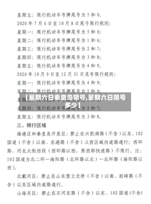 【星期六日秦皇岛限号,星期六日限号多少】