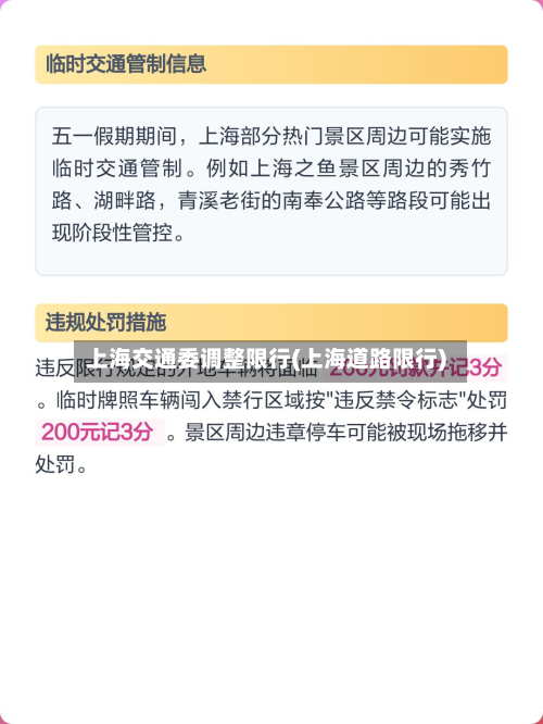 上海交通委调整限行(上海道路限行)
